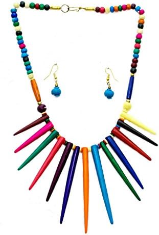 craftelephant Women's Indian Traditional Mutiwooden Necklace 58.42Cm Length Multicolour