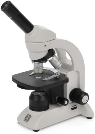 National Optical 205-RLED (205) Basic Monocular Compound Microscope, WF10x Eyepiece, 40x-400x Magnification, Brightfield, LED Illumination, Disc Diaphragm, Plain Stage, Battery-Powered