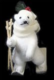 12" Freestyle Skiing Polar Bear with Poles, Scarf and Holly Hat Christmas Figure