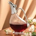 GLASS WINE DECANTER - GLASS WINE DECANTER WITH SILVERPLATED ACCCENTS - duck decanter