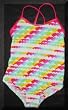 Girls 1 PC Swimsuit XX Back Multi Hearts