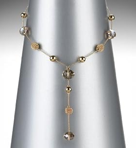 Gold Plated Multi-Faceted Bead Y Design Snail Necklace