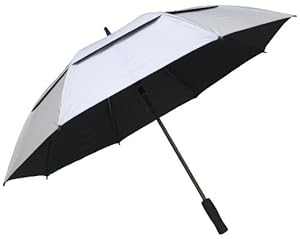 RainStoppers Women's 50-Inch Silver Coated Windbuster Golf Umbrella (Silver and Black)