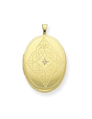 Gold-Plated Sterling Silver & Diamond 20mm D/C Oval Locket