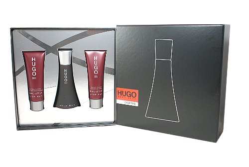 Hugo Boss Deep Red Geschenkset femme / woman, Vaprisateur / Spray 50 ml, Bodylotion 50 ml, Duschgel 50 ml (3 Artikel)