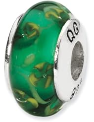 Sterling Silver Reflections Green Hand blown Glass Bead