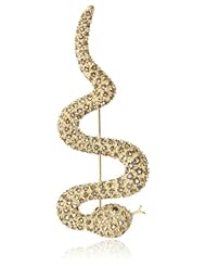 18K Yellow Gold Plated Sterling Silver Smoky Quartz and Genuine Sapphire Snake Pin