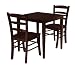 3pc Solid Wood Dinette Set Square Table in Antique Walnut
