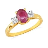14K Yellow Gold Burmese Ruby and Diamond Ring