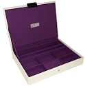Stackers Stacking Jewelry Box Top Tray with Lid - Cream with Purple Color Soft Lined Interior