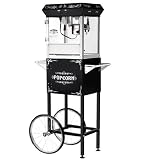 Great Northern Popcorn Black 6 oz. Ounce Foundation Old-Fashioned Movie Theater Style Popcorn Popper With Cart