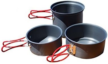 Alpine Mountain Gear Backpacker Hard Anodized Cook Set (3 Piece), Black by Alpine Mountain Gear