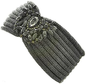 Aris Cozy Chic Jeweled Aspen Stretch Knit Headband (Dark Gray)