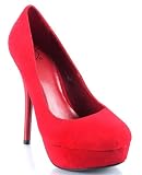 Delicious Jones-S Suede Stiletto Pump Red