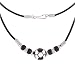 Simple Black White Soccer Girls Pendant on Black Cord Necklace -- Made In USA