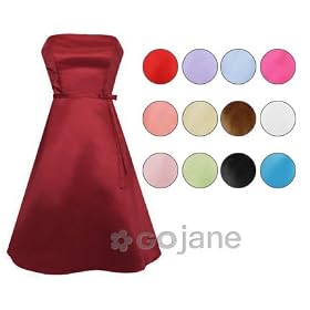 Strapless Satin CLASSIC A LINE Dress for Bridesmaid Formal Prom Wedding Strapless Satin CLASSIC A LINE Dress for Bridesmaid Formal Prom Wedding