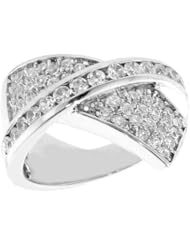 1.50 CT TW Diamond Crossover Channel Pave Set Ring in 14k White Gold