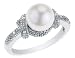 Freshwater 8mm White Pearl and Diamond Ring in 14K White Gold