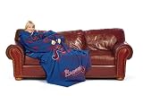MLB Atlanta Braves Adult Comfy Throw, Officially Licensed Blanket with Sleeves by Northwest "Smoke" Design