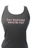 Embroidered Beater Style Tank Top Your Boyfriend Wants Me Too