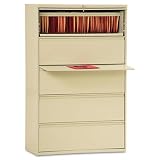 Alera Five-Drawer Lateral File Cabinet, 36w x 19-1/4d x 67h, Putty