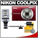 Nikon Coolpix S570 12MP Digital Camera with 5x Wide Angle Optical Viberation Reduction (VR) Zoom (Red) (Refurbished by Nikon USA)