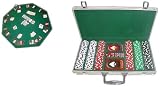 Trademark Poker 300 11.5g Dice-Striped Chips, Aluminum Case and Poker Tabletop