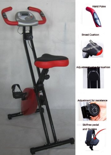 Magnetic X-Bike Folding Upright Exercise Bike the GYM MASTER HY5010 in RED