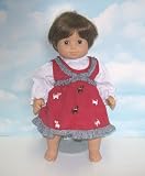 Red Corduroy Dress Set with Embroidered Puppies. Fits 15