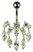 Silver Ladies White Cubic Zirconia 5 Strand Hanging Body Bar