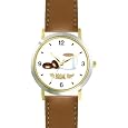 Cheap Deals on Coffee & Doughnuts or Donuts - It's Break Time - JP - WATCHBUDDY® DELUXE TWO-TONE THEME WATCH - Arabic Numbers - Brown Leather
