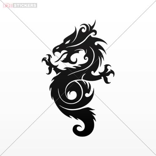 Sticker Agressive Dragon L Size: 5 X 3.1 Inches Black