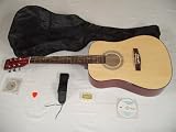 Acoustic Full Size 44 Left Handed Guitar Pack Package Natural Inc Bag Strap Picks Extra Set Of Strings Pitch Pipes And Guitar Tutor Dvd
