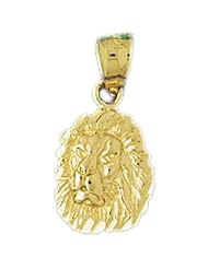 Dazzlers Solid 14 karats Gold Lion Head Charm Pendant available in three colors from jewelsberry (weights: 1.5 grams only)