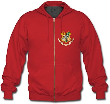 Harry Potter Hogwarts Symbol Custom Men's Hoody Zip Hoodie Sweatshirt Jacket Red X-Large