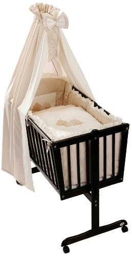 Easy Baby 183-83 Komplettwiege antik mit Rollen inklusiv Garnierung, Matratze und Himmelha Preisvergleich