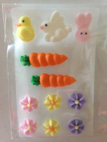 15 packs of Easter royal icing decorations, Enjoy decorating your next treat with these handmade royal icing decorations, great for cupcakes, cakes, brownies, cookies, suckers, fudge