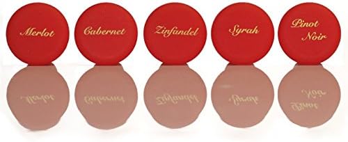 Wine Stoppers - Silicone Wine Stopper Set for the 5 Most Popular Red Wines - Last Drop Wine Savers - Wine Bottle Stoppers for Real Wine Lovers - Includes Downloadable Wine Tasting Chart Absolutely Free