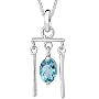 Oval Cut Swiss Blue Topaz Pendant Sterling Silver