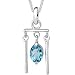 Oval Cut Swiss Blue Topaz Pendant Sterling Silver