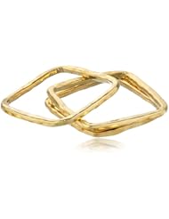 Adina Reyter Square Yellow Gold Plated Set-3 Stackable Ring, Size 8