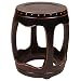 Handmade 18" Black Wood Barrel-Shape Accent / End Table With Carved Open Leg Design