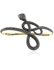 Diamond Ruby Snake Palm Bracelet 18kt Yellow Gold Designer Silver Jewelry