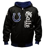 NFL Men's Indianapolis Colts Heritage Reversible Hooded Sweatshirt (Black/Speed Blue, Large)