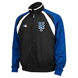 MLB Men's New York Mets Thermabase Long Sleeve Full Zip Fleece Track Jacket, Pro Black/Pro Royal/Pro White, X-Large