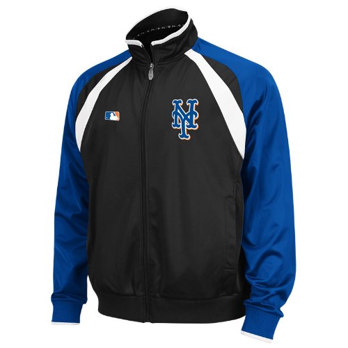 MLB Men's New York Mets Thermabase Long Sleeve Full Zip Fleece Track Jacket, Pro Black/Pro Royal/Pro White, Medium