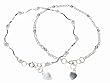 Sterling Silver Flower Style and Beaded Link Fashion Anklet Set