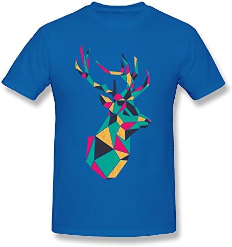 A Deer Made Of Irregular Figure Animal Tshirt 100% Cotton - Men's Tshirts Size M RoyalBlue