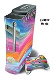 Skin Decal Cover for Xbox 360 Console + two Xbox 360 Controllers - Rainbow Wave