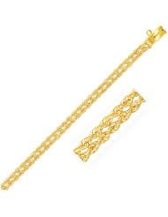 3.0 mm 14K Yellow Gold Two Row Rope Bracelet